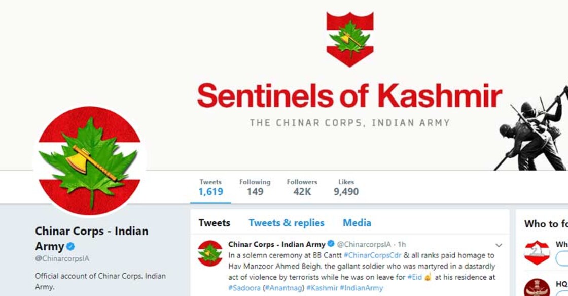 After outrage, Twitter restores Indian Army Chinar Corps handle