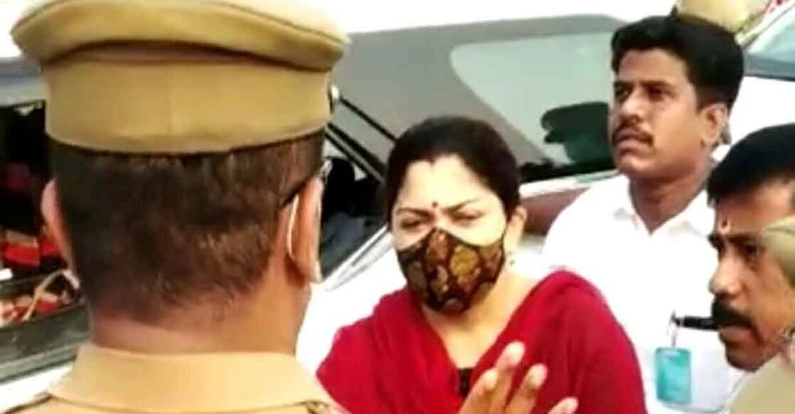 Khusbhu Sundar detained enroute to Chidambaram protest