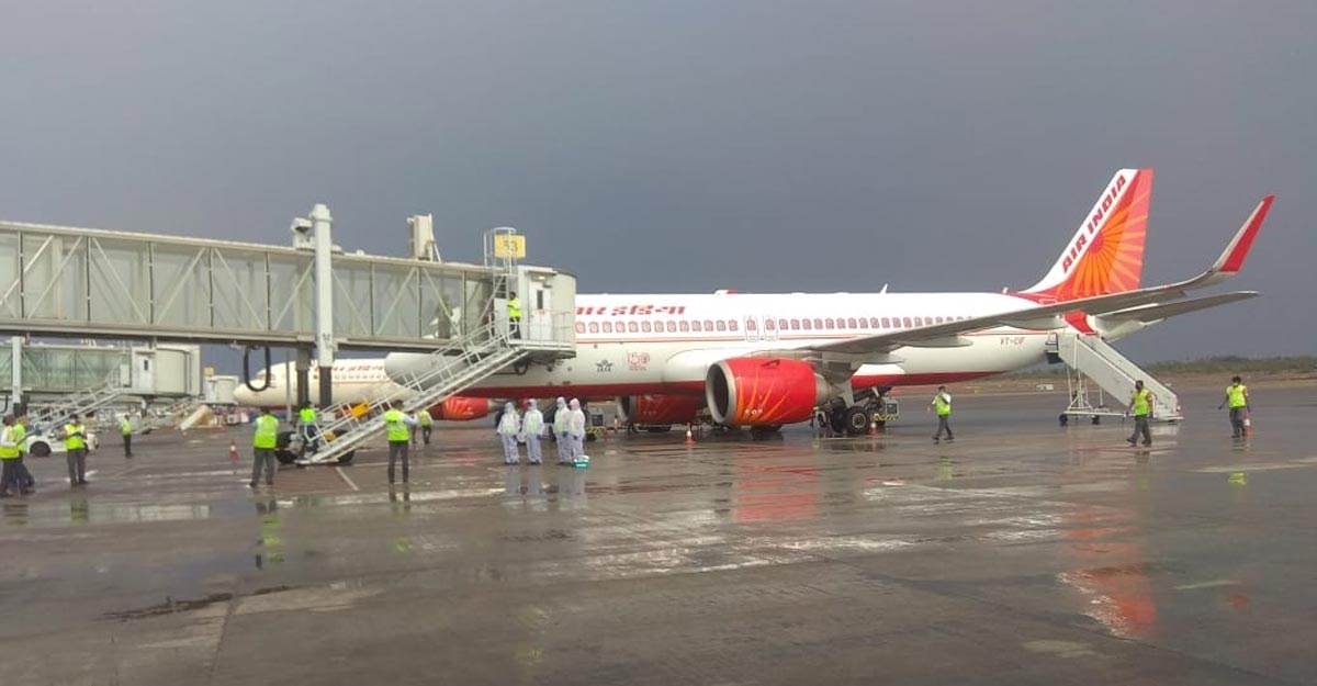A special relief flight of Air India airlifted 99 US citizens stuck, in Hyderabad on Apr 7, 2020. The flight, which took off from Rajiv Gandhi International Airport (RGIA), carried the US citizens to Mumbai, from where they will be further connected with Delta Airlines from Mumbai to their final destination in the US. In coordination with the US Consulate and the Telangana State government, a group of 98 adults and one infant US-bound passengers arrived at the airport from various parts of Hyderabad. All these passengers were serviced through the fully-sanitized main passenger terminal building, which has been kept ready for evacuation operations. Special screening and safety measures were in place during the flight's handling to protect against the COVID-19 threat including thermal screening prior to terminal entry, mandatory social distancing enforced through special queuing arrangements at all passenger processing points.The airport, shut for regular commercial operations from March 22, has so far handled three evacuation flights. (Photo: IANS)