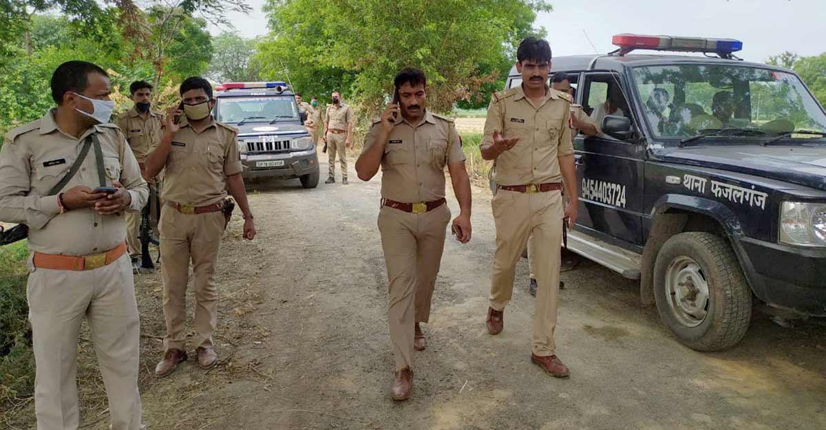 Kanpur Police personnel investigate the site after an encounter between the policemen and criminals ended, in Kanpur, Friday, July 3, 2020. The encounter took place when the police team was approaching to arrest Vikas Dubey, a history-sheeter facing 60 criminal cases, in Dikru village under Chaubeypur police station on the intervening night of Thursday and Friday. At least eight Uttar Pradesh police personnel, including a deputy superintendent of police, were killed. (PTI Photo)