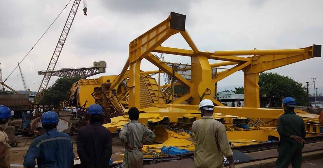 Eleven killed after crane collapses at Hindustan Shipyard in Visakhapatnam Eleven killed after crane collapses at Hindustan Shipyard in Visakhapatnam