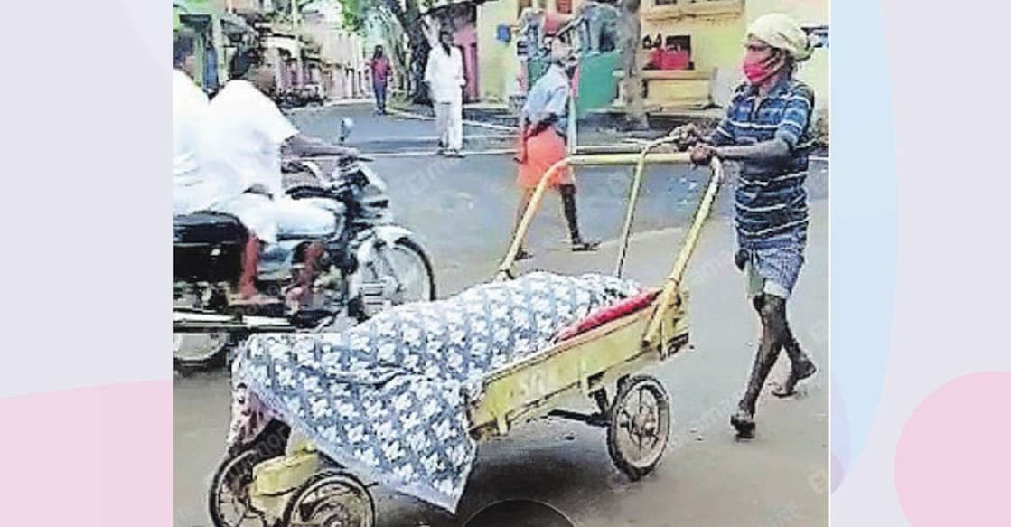 COVID-19 victim's body taken to cremation ground in wheel barrow