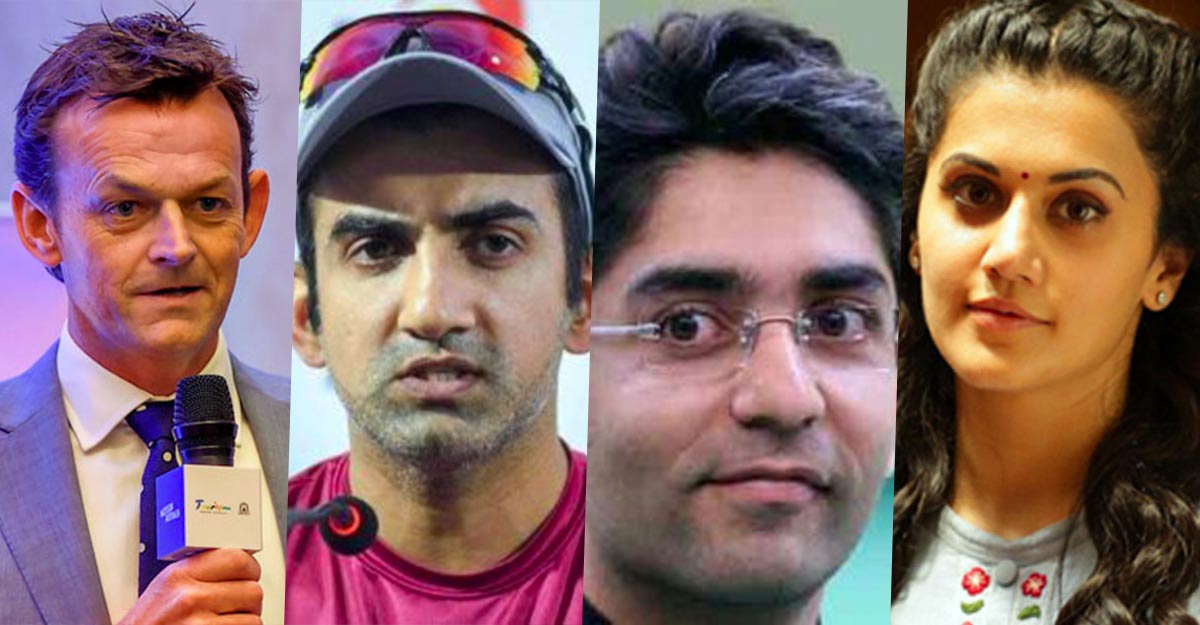 collage Adam Gilchrist, Gautam Gambhir, Abhinav Bindra, Taapsee Pannu