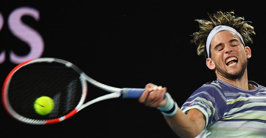 Dominic Thiem in action during his Australian Open clash against Rafael Nadal. Dominic Thiem in action during his Australian Open clash against Rafael Nadal.
