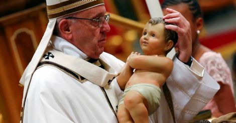 Pope Francis at the Christmas Eve Mass in St. Peter's Basilica