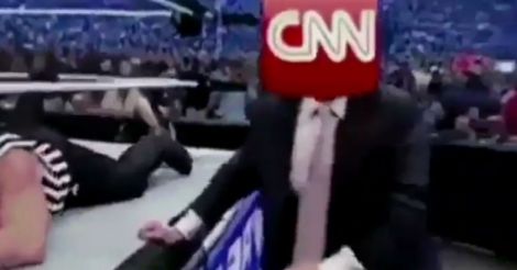 Trump tweets mock video of himself tackling, punching CNN logo