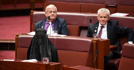 Australian far-right senator wears burqa to parliament in bid to ban them