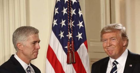 Gorsuch, left, and Trump 