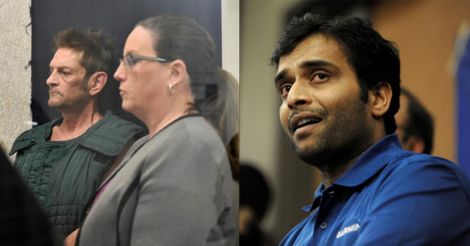 (L) Adam Purinton with his public defender, (R) Alok Madasani