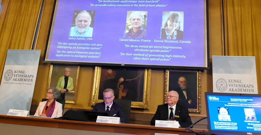 Laser scientists win Nobel physics prize for tools made of light