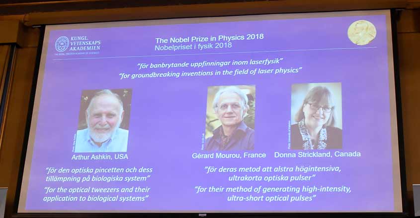 Laser scientists win Nobel physics prize for tools made of light Laser scientists win Nobel physics prize for tools made of light