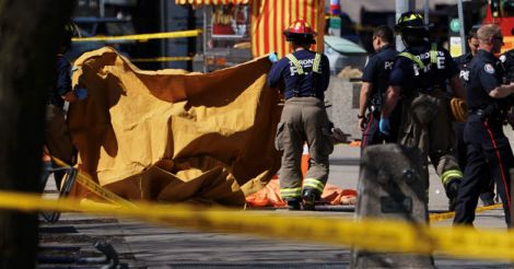 A Reuters witness saw at least two tarp-covered bodies at the site of the incident.
