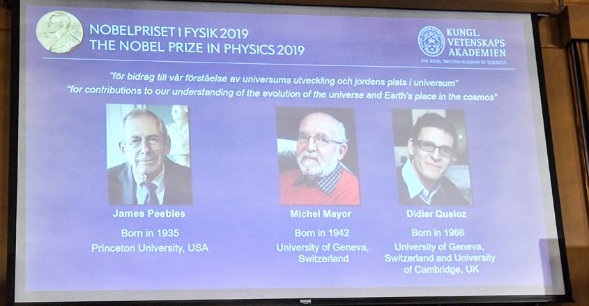 Peebles, Mayor and Queloz win 2019 Nobel Prize for physics Peebles, Mayor and Queloz win 2019 Nobel Prize for physics