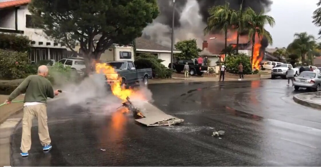 5 killed as debris from plane crash hit California house