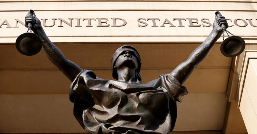 A view of the U.S. District Courthouse n Alexandria, Virginia, US.