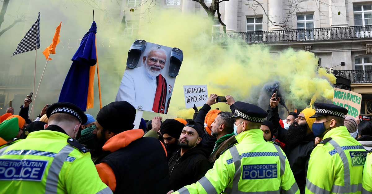 Thousands protest in London against India's farming reforms, 13 arrested Thousands protest in London against India's farming reforms, 13 arrested