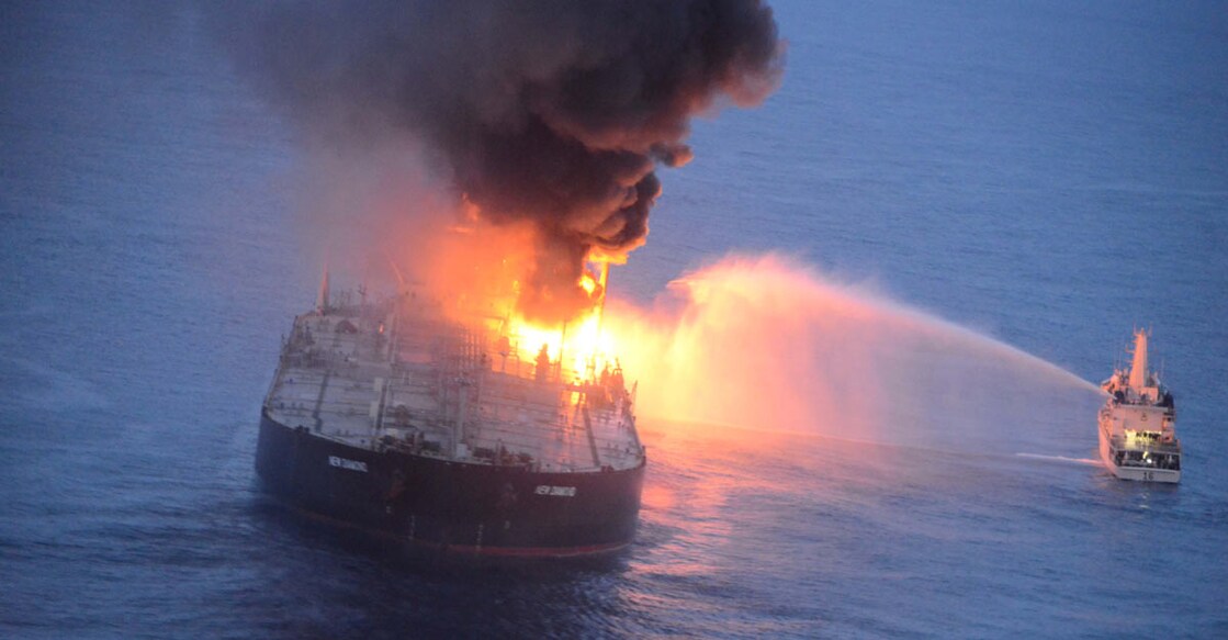 Sri Lanka tows supertanker chartered by IOC away from coast after fire