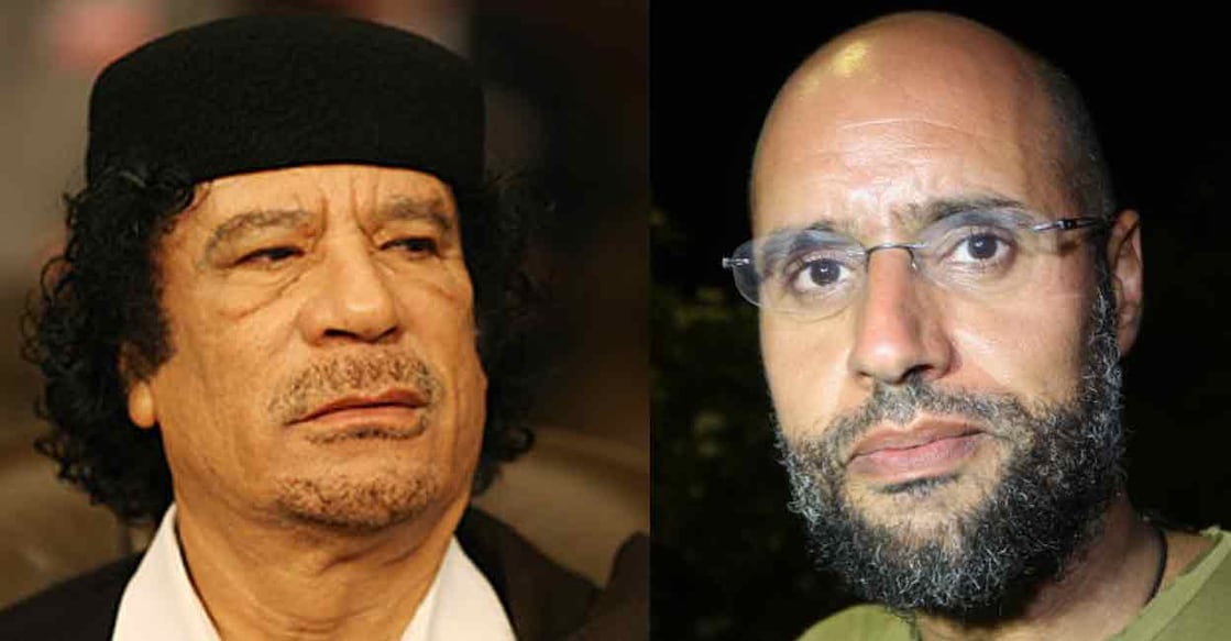 Muammar Gaddafi (left) and his son Saif al-Islam al-Gaddafi. Photos: AFP
