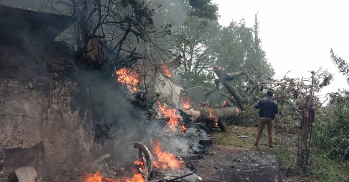 Army helicopter carrying India's Chief of Defence Staff Bipin Rawat and senior defence officials crashes in Tamil Nadu on December 8, 2021. Photo credit: Sivakumar, Coonoor.