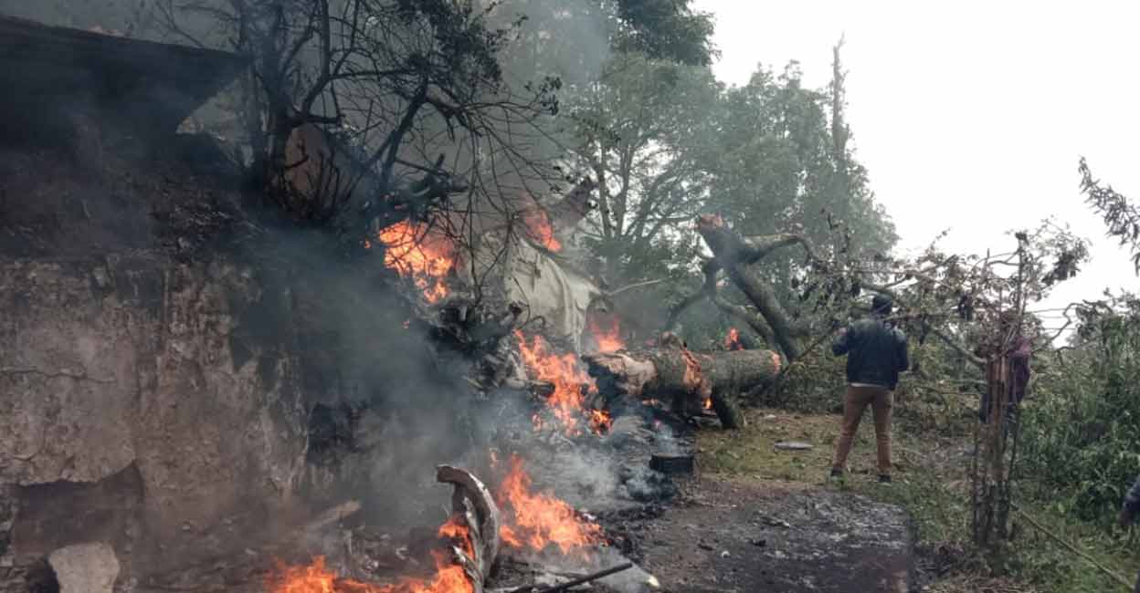 Army helicopter carrying India's Chief of Defence Staff Bipin Rawat and senior defence officials crashes in Tamil Nadu on December 8, 2021. Photo credit: Sivakumar, Coonoor.