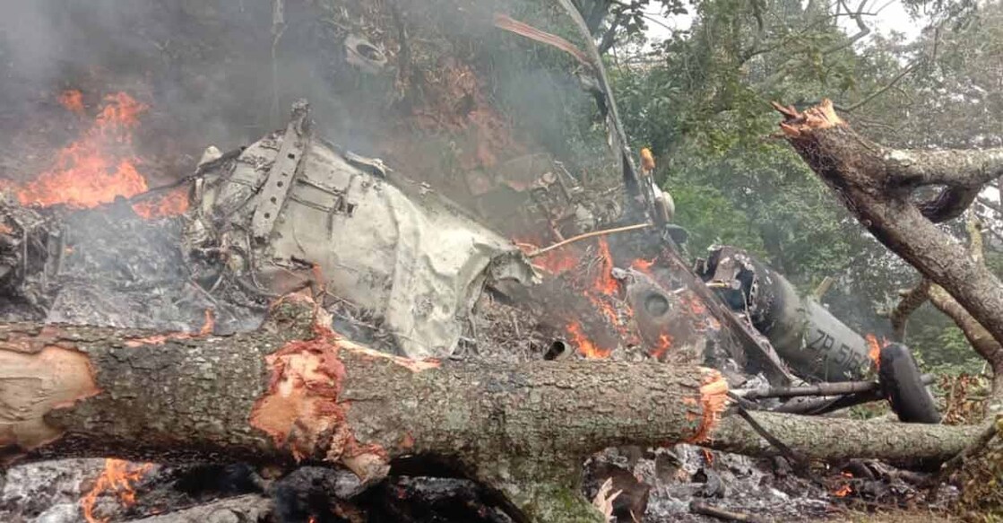Army helicopter carrying India's Chief of Defence Staff Bipin Rawat and senior defence officials crashes in Tamil Nadu on December 8, 2021. Photo credit: Sivakumar, Coonoor.