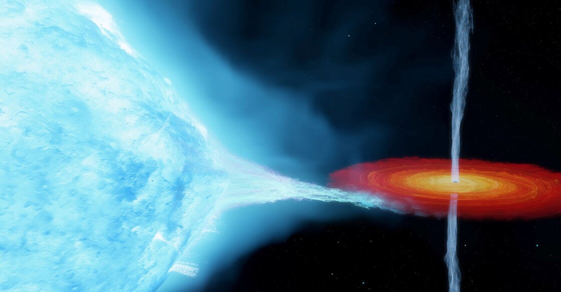 An artist's impression of the Cygnus X-1 system An artist's impression of the Cygnus X-1 system