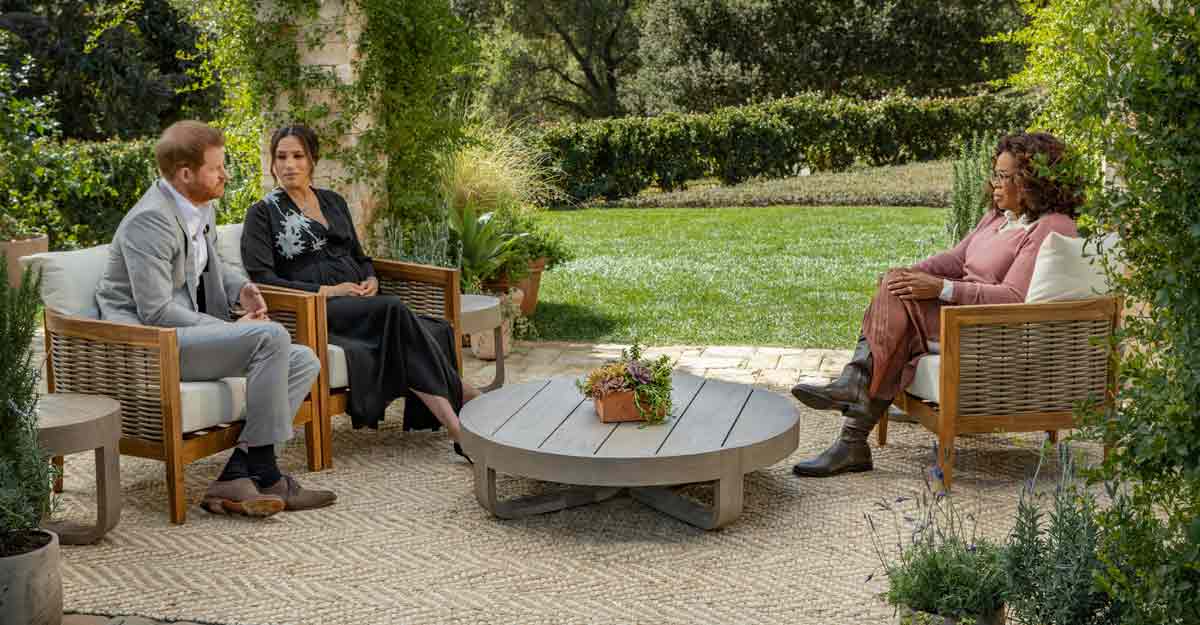 Britain's Prince Harry and Meghan, Duchess of Sussex, are interviewed by Oprah Winfrey Britain's Prince Harry and Meghan, Duchess of Sussex, are interviewed by Oprah Winfrey