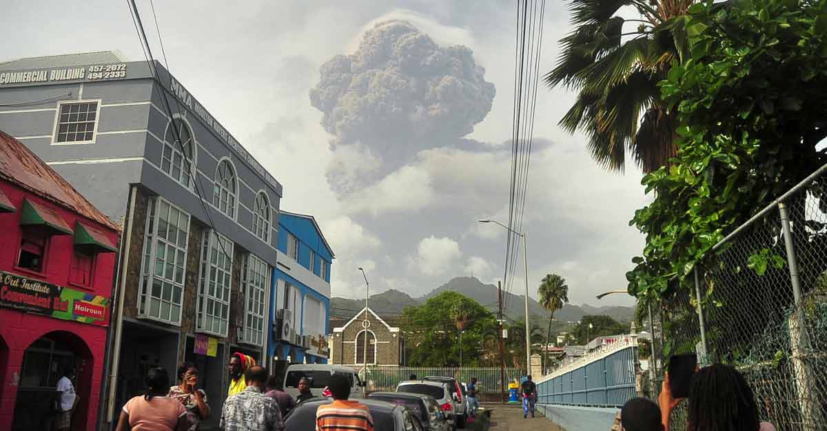 Volcano erupts in southern Caribbean, sparking evacuation frenzy Ash and smoke billow as the La Soufriere volcano erupts in Kingstown on the eastern Caribbean island of St. Vincent April 9, 2021. Photo: REUTERS/Robertson S. Henry