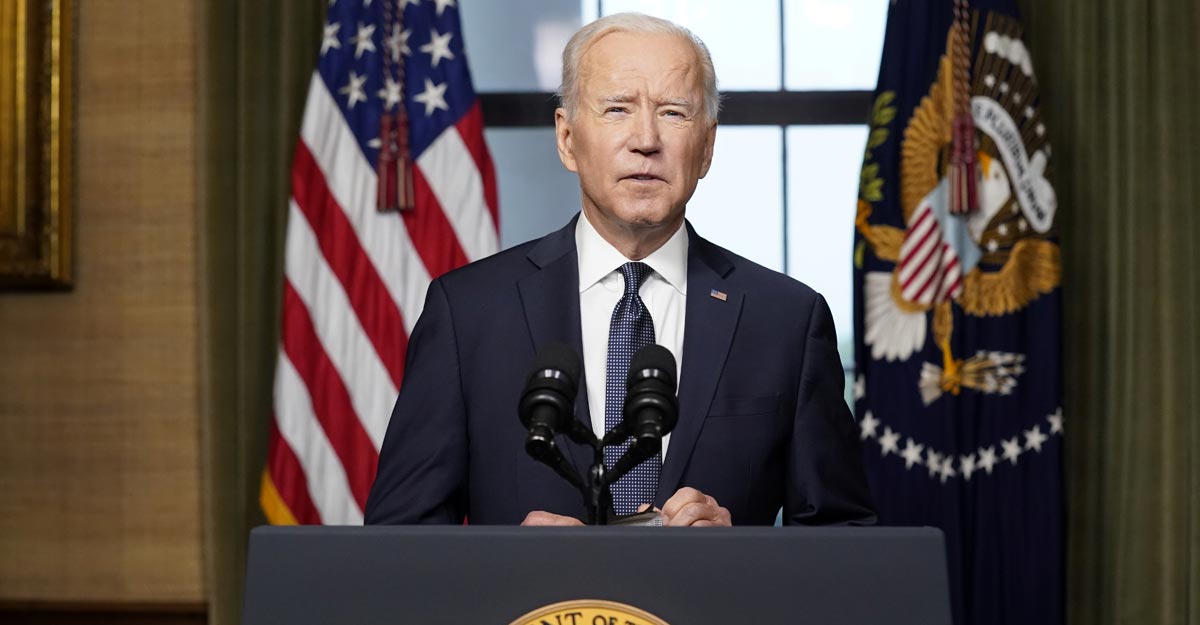 U.S. President Joe Biden delivers remarks on his plan to withdraw American troops from Afghanistan, at the White House, Washington. Andrew Harnik/Pool via REUTERS