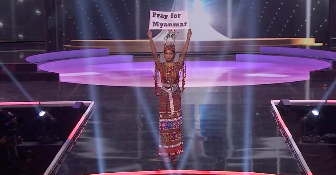 At Miss Universe pageant, Myanmar's contestant pleads 'our people are dying'