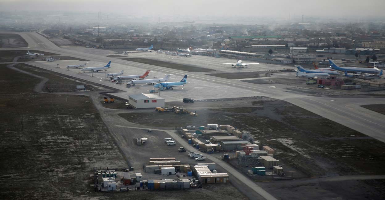 Kabul airport An aerial view of the Hamid Karzai International Airport in Kabul, previously known as Kabul International Airport, in Afghanistan, February 11, 2016. File Photo: REUTERS/Ahmad Masood