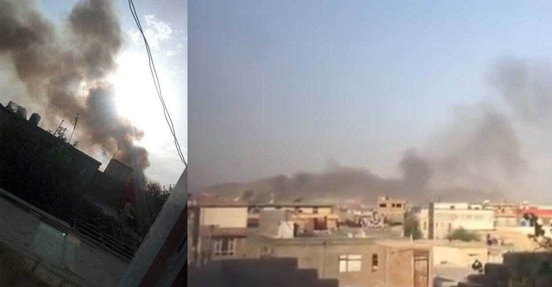 Black smoke coming from a residential area near Kabul airport following an explosion. Photo: Twitter
