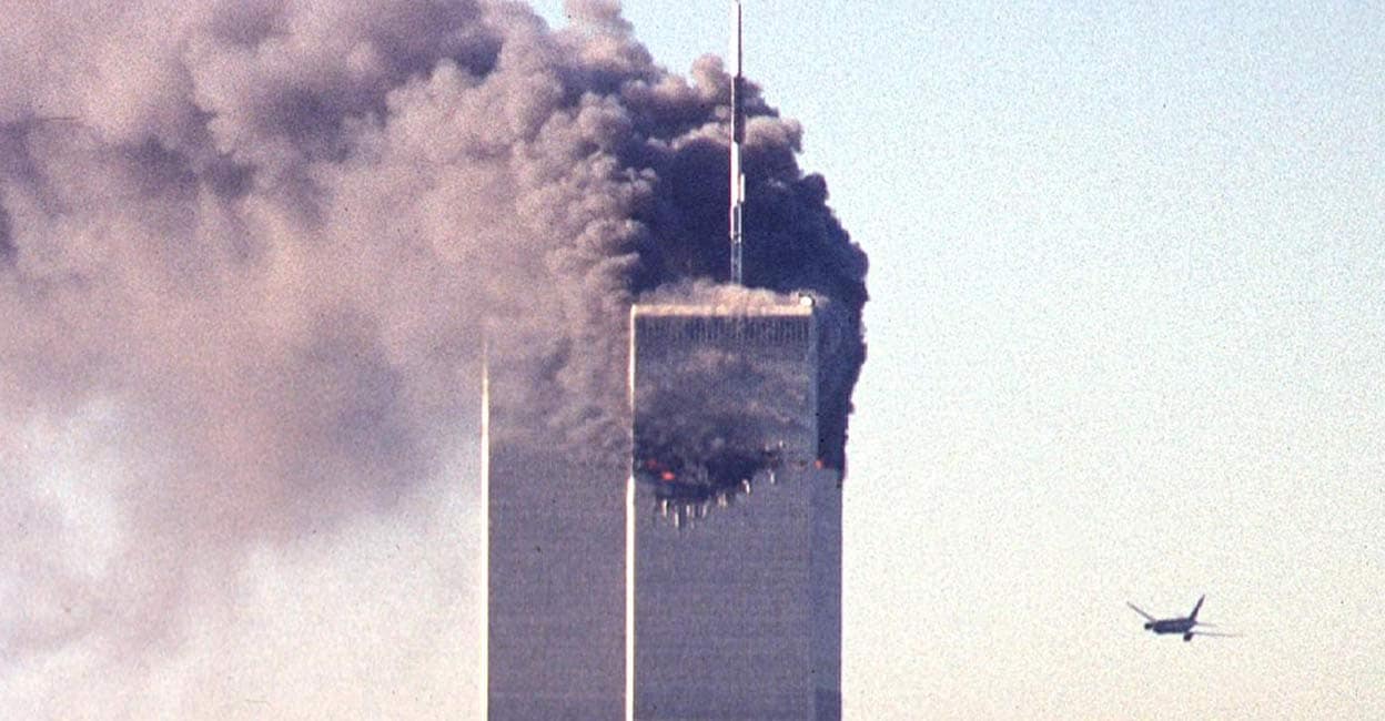 FILES-US-ATTACKS-9/11-FIFTEENTH ANNIVERSARY A hijacked commercial plane approaching the World Trade Center shortly before crashing into the landmark skyscraper in New York. AFP PHOTO / SETH MCALLISTER