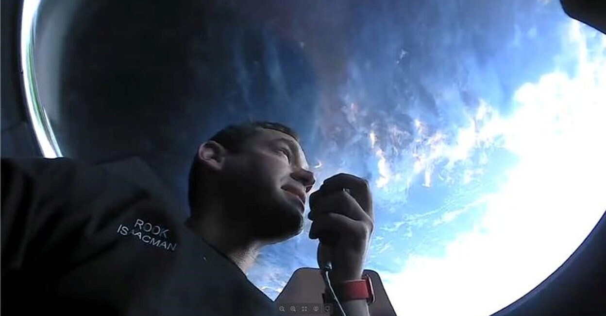 SpaceX capsule with world's first all-civilian orbital crew splashes down safely off Florida Inspiration4 crew member Jared Isaacman seen on their first day in space in this handout photo released on September 17, 2021. Photo: SpaceX/Handout via REUTERS