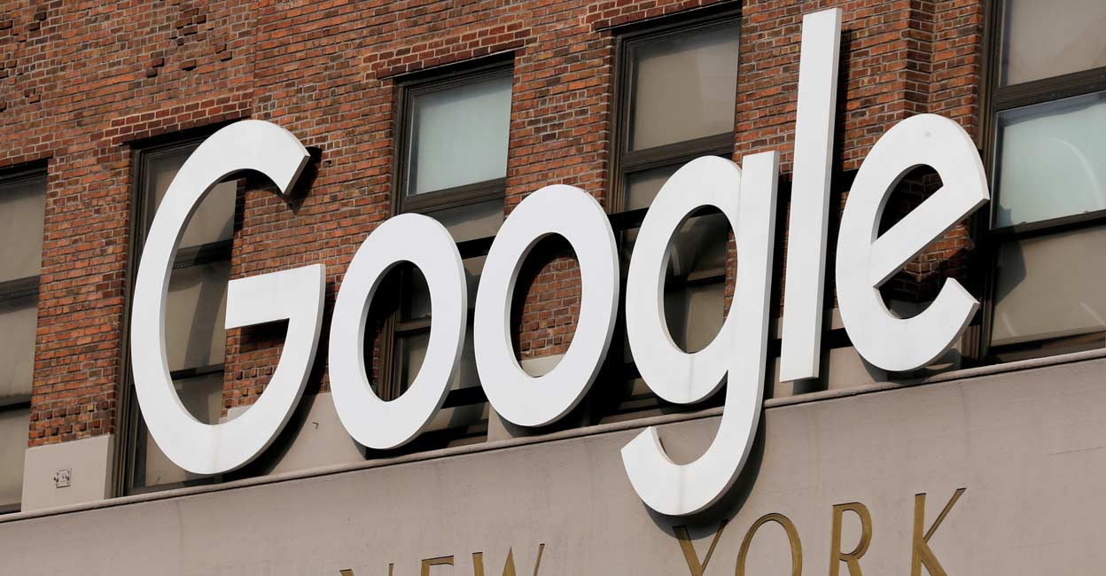 A logo is seen on the New York Google offices. New York City, US, July 29, 2021.  Photo: REUTERS/Andrew Kell