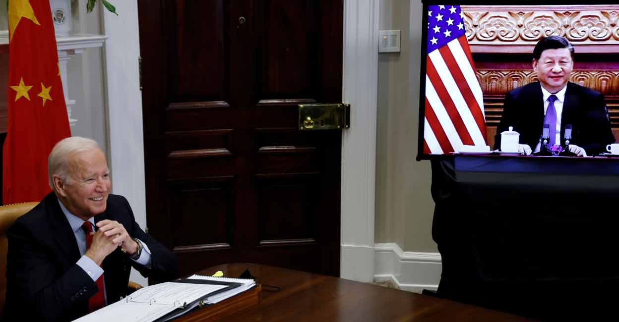 USA-CHINA-BIDEN-XI U.S. President Joe Biden speaks virtually with Chinese leader Xi Jinping from the White House in Washington, U.S. November 15, 2021. File photo: Reuters/Jonathan Ernst