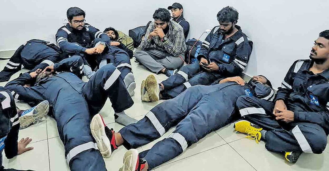 Indian sailors held captive by Guinea Navy. 