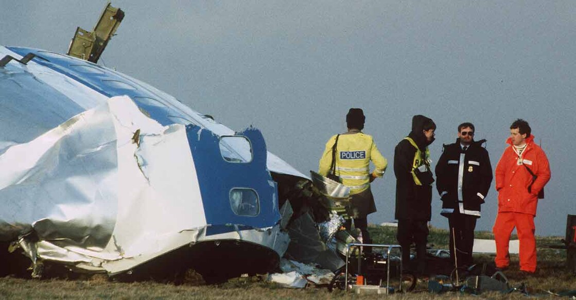 Scottish crash investigators at the site of the Lockerbie Pan Am flight 103 bombing in 1988. File photo: Reuters/Greg Bos