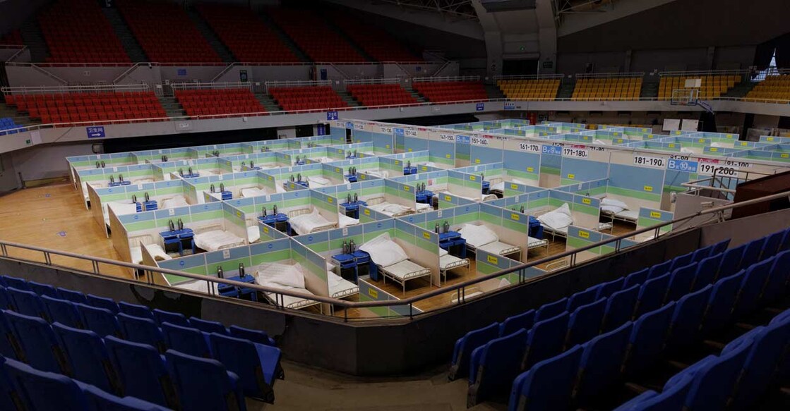 Beds are seen in a fever clinic that was set up in a sports area as coronavirus disease (COVID-19) outbreaks continue in Beijing: REUTERS/Thomas Peter