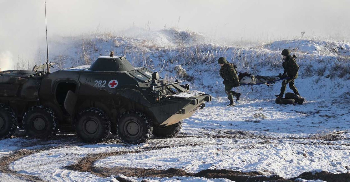 Service members take part in military exercises held by the armed forces of Russia and Belarus at the Gozhsky training ground in the Grodno region, Belarus, February 12, 2022. Photo: Reuters/Leonid Scheglov/BelTA/Handout