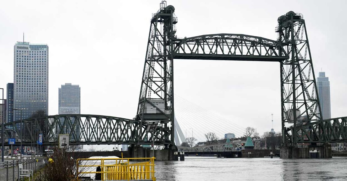 A general view of "De Hef" as the city of Rotterdam has agreed to remove a section of the historic bridge to make way for a superyacht, reportedly built for Amazon founder Jeff Bezos. Photo: Reuters/Piroschka Van De Wouw
