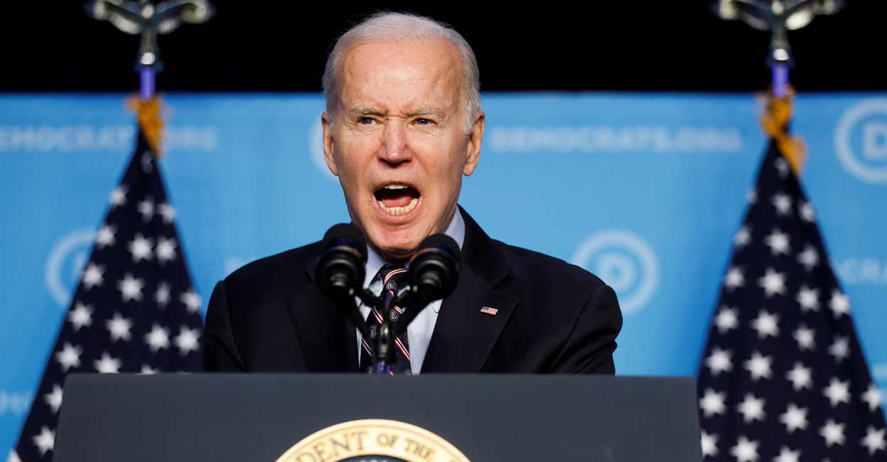 U.S. President Joe Biden delivers remarks to the Democratic National Committee (DNC) Winter Meeting in Washington, U.S., March 10, 2022. Photo: Jonathan Ernst/Reuters