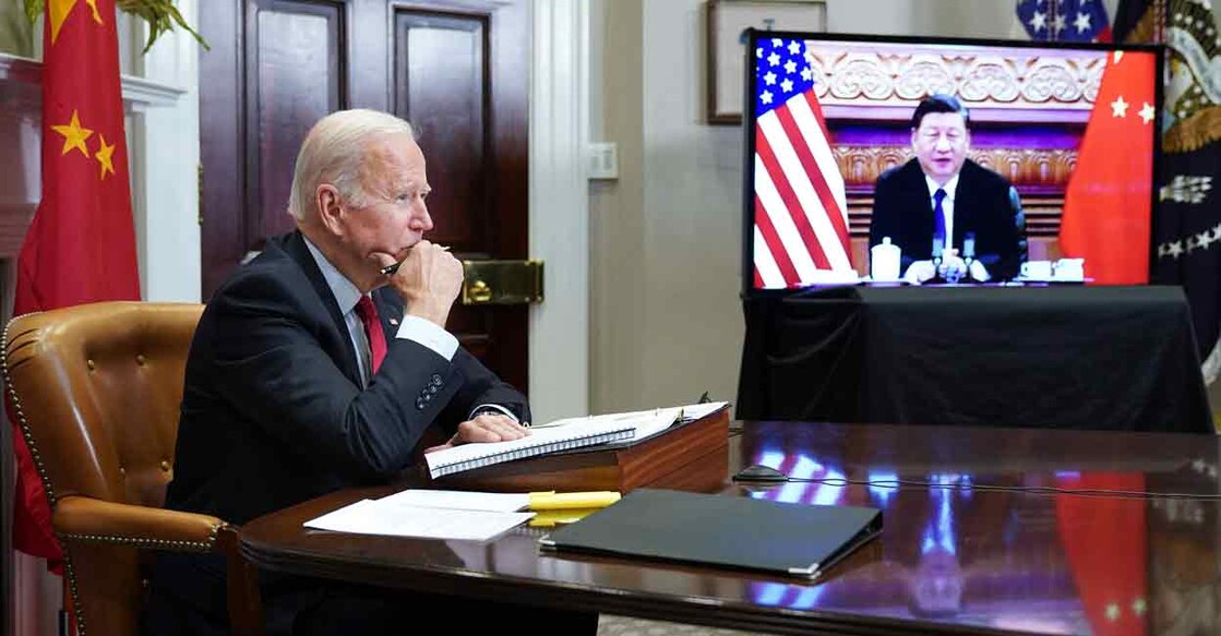 In this file photo taken on November 15, 2021 US President Joe Biden meets with China's President Xi Jinping during a virtual summit. Photo: AFP