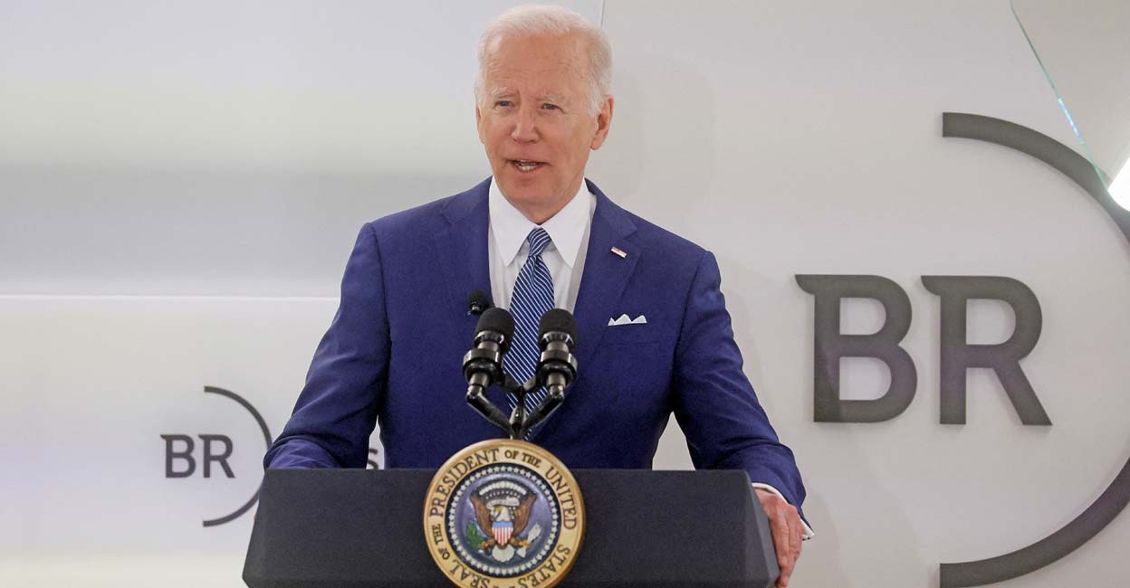US President Joe Biden discusses the United States' response to Russian invasion of Ukraine and warns CEOs about potential cyber attacks from Russia at Business Roundtable's CEO Quarterly Meeting in Washington, DC, U.S., March 21, 2022. Photo: Reuters/Leah Millis