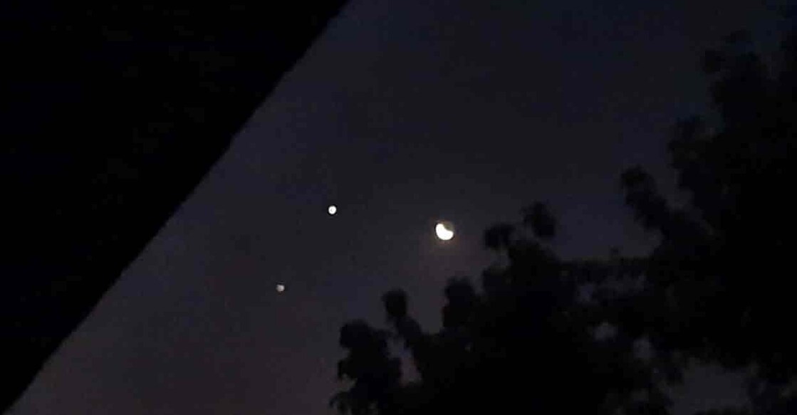 The celestial spectacle of Venus, the brightest planet, and Jupiter, coming closer just before sunrise on Wednesday. The picture was clicked by Susan Thomas, a class XII student of the Marthoma Residential School in Thiruvalla. Photo: Daya Susan Mathew