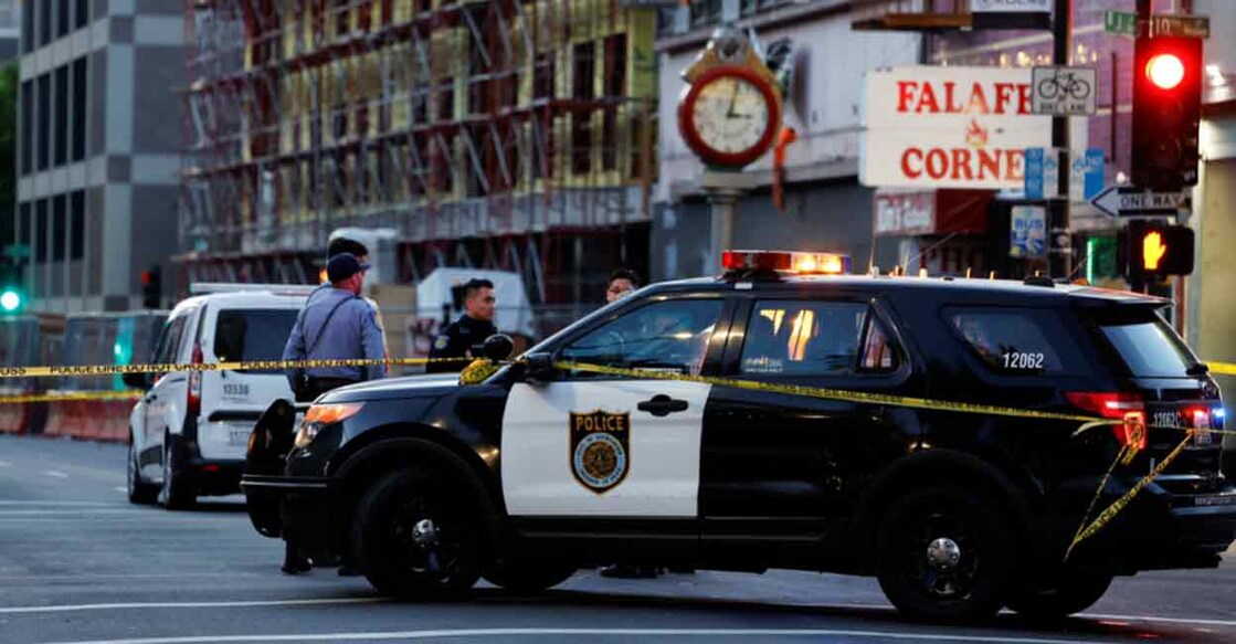 Police are seen after a shooting in a stretch of the downtown near the Golden 1 Center arena in Sacramento, California on Sunday. Photo: Reuters/Fred Greaves