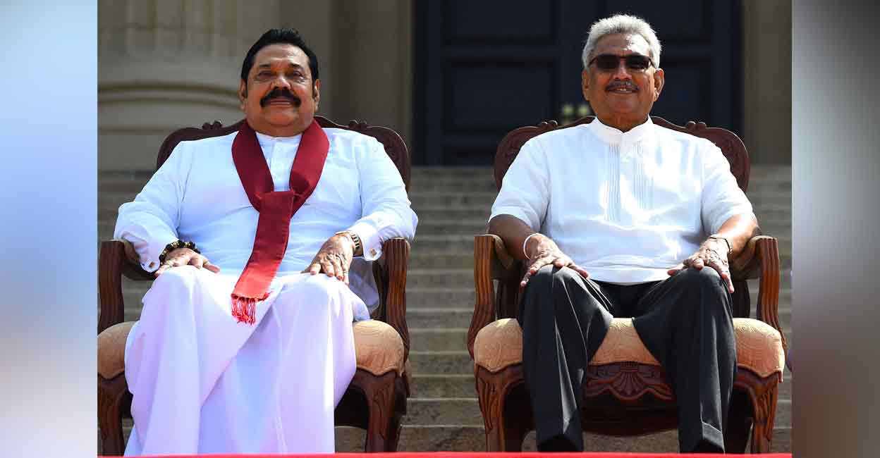 Rajapaksa In this file photo taken on November 22, 2019, Sri Lanka's President Gotabaya Rajapaksa (right) and his brother Mahinda Rajapaksa pose. Photo: AFP/ Ishara S Kodikara