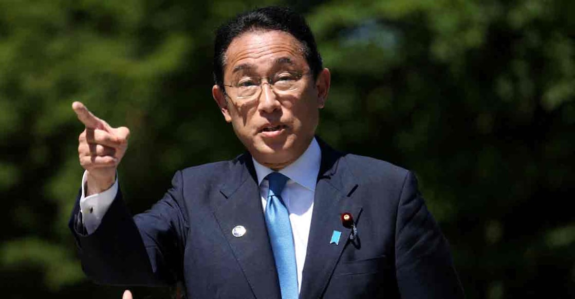 Japan's Prime Minister Fumio Kishida attends the G7 leaders summit at Bavaria's Schloss Elmau castle, near Garmisch-Partenkirchen, Germany June 26, 2022. REUTERS/Lukas Barth/File Photo
