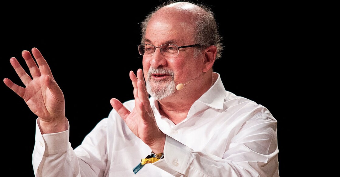 Salman Rushdie interviewed during Heartland Festival in Kvaerndrup, Denmark June 2, 2018. Photo: Reuters/ Carsten Bundgaard
