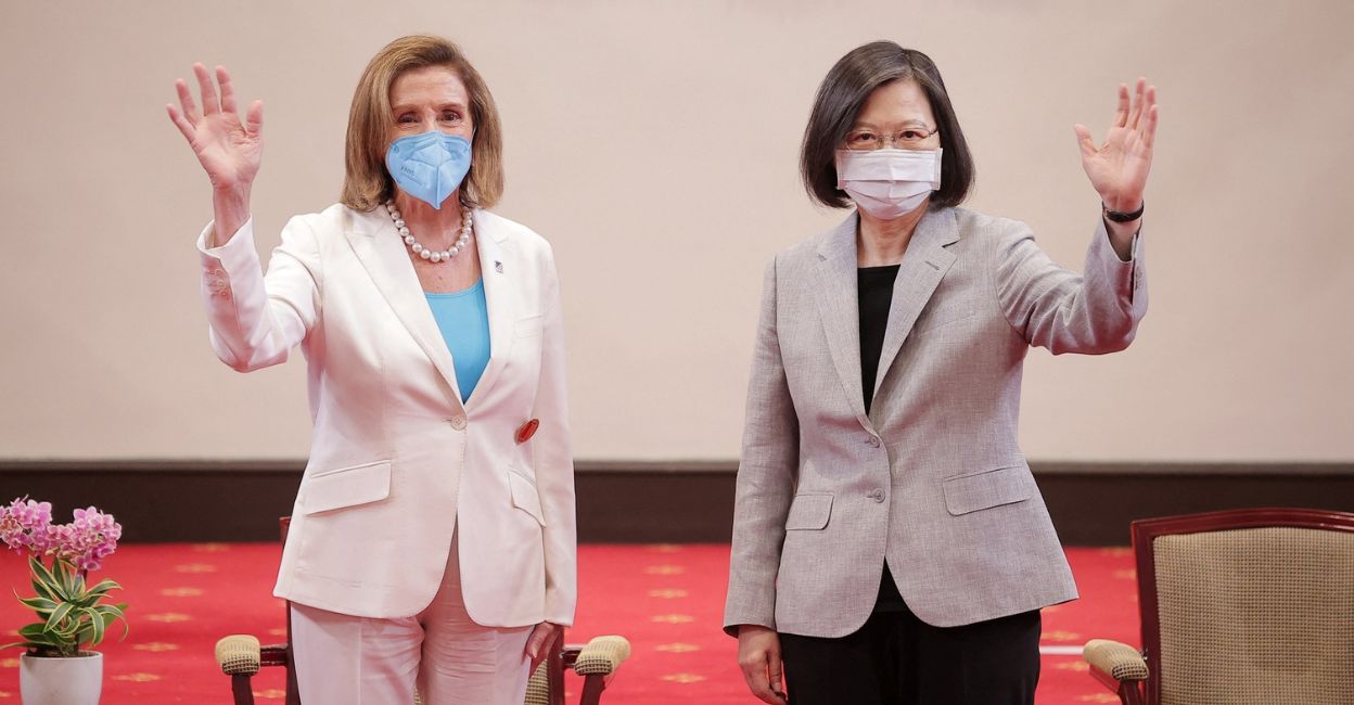 US House of Representatives Speaker Nancy Pelosi attends a meeting with Taiwan President Tsai Ing-wen at the presidential office in Taipei, Taiwan August 3, 2022. PHOTO: Taiwan Presidential Office/Handout via Reuters